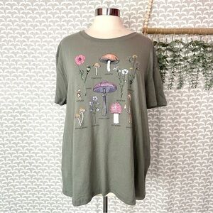Doe Mushroom Vintage Style T-shirt Morel Hippie Boho Cottage Gray Jrs Size XXL